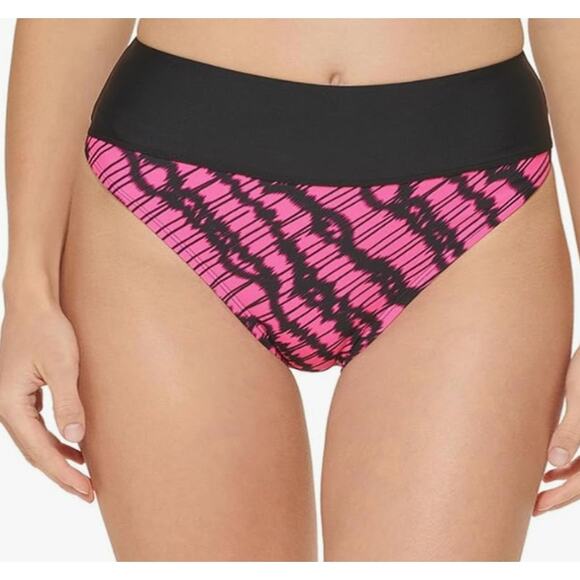 DKNY Swim Bikini Bottoms Pink and Black Size Medium - Picture 2 of 9